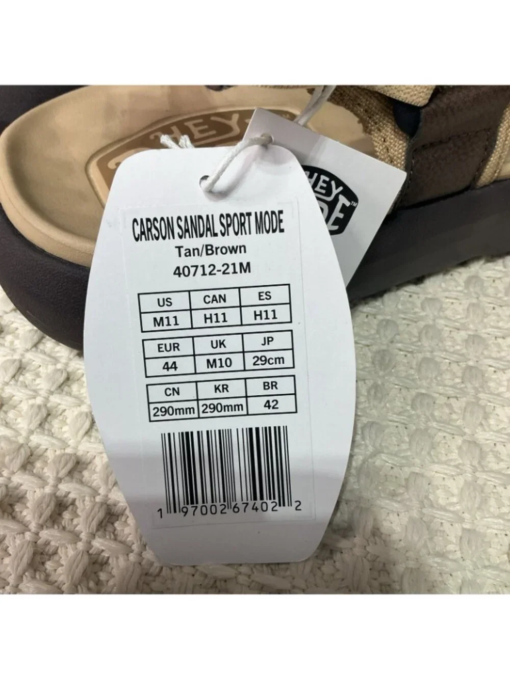 Hey Dude Carson Sandals Mens Size 11 Sport Mode Tan Brown Comfort Pool NEW